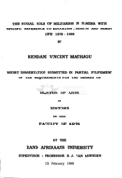 The social role of militarism in Namibia with specific reference to education, health and family life, 1978-1988