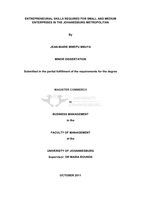 Entrepreneurial skills required for small and medium enterprises in the Johannesburg Metropolitan