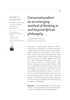 Conversationalism as an emerging method of thinking in and beyond African philosophy