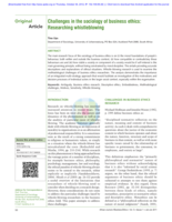 Challenges in the sociology of business ethics : researching whistleblowing