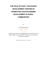 The role of early childhood development centres in promoting socio-economic development in rural communities