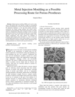 Metal injection moulding as a possible processing route for porous prostheses