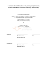 A formative student evaluation of the general perception among students of the Master's degree in Technology: Homoeopathy