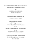 The experiences of black women at an historically white university