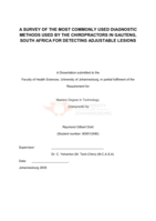 A survey of the most commonly used diagnostic methods used by the chiropractors in Gauteng, South Africa for detecting adjustable lesions