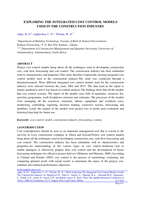 Exploring the integrated cost control models used in the construction industry