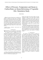 Effect of pressure, temperature and steam to carbon ratio on steam reforming of vegetable oils : simulation study