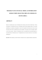 The relevance of social media as information source when selecting private schools in South Africa