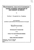 A differential analysis of secondary school learners' perception of self-concept in Soweto