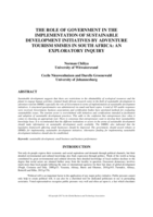The role of government in the implementation of sustainable development initiatives by adventure tourism SMMEs in South Africa : an exploratory inquiry