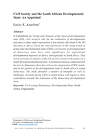 Civil society and the South African Developmental State : an appraisal