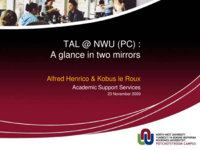 TAL @ NWU (PC): a glance in two mirrors