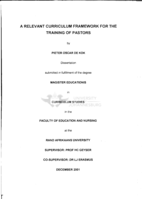 A relevant curriculum framework for the training of pastors