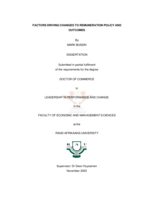 Factors driving changes to remuneration policy and outcomes.