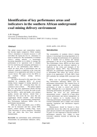 Identification of key performance areas and indicators in the southern African underground coal mining delivery environment