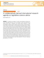 A collaboratively derived international research agenda on legislative science advice