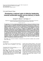 Developing a national cadre of effective leadership towards sustainable quality service delivery in South Africa