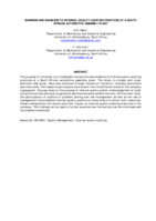 Barriers and enablers to internal quality auditing practices at a South African automotive assembly plant