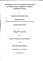 The parental role in the support structure of grade eleven students at Sitintile Secondary School