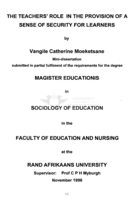 The teachers' role in the provision of a sense of security for learners