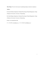 The role of job resources in predicting strategic connection in employees