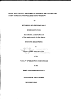 Black adolescents and domestic violence : an exploratory study using solution focused group therapy