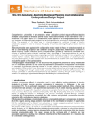 Win-win solutions : applying business planning in a collaborative undergraduate design project