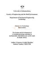 The design and development of a working prototype machine to mechanically refurbish/create earth roads in South Africa