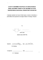 A study to determine the efficacy of cervicothoracic spinal adjustment therapy in the treatment of active trapezius muscle myofascial trigger point dysfunction