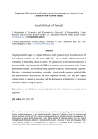 Explaining differences in the productivity of investment across countries in the context of ‘new growth theory’