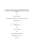 A survey of the status of career counselling practiced by registered psychologists in South Africa