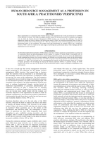 Human Resource Management as a profession in South Africa: Practitioners' perspectives.