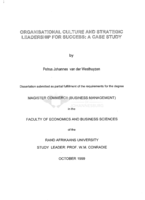 Organisational culture and strategic leadership for success : a case study
