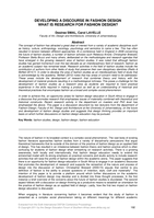 Developing a discourse in fashion design : what is research for fashion design?