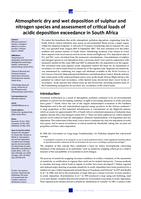 Atmospheric dry and wet deposition of sulphur and nitrogen species and assessment of critical loads of acidic deposition exceedance in South Africa