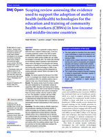 Scoping review assessing the evidence used to support the adoption of mobile health (mHealth) technologies for the education and training of community health workers (CHWs) in low-income and middle-income countries