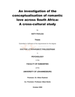 An investigation of the conceptualisation of romantic love across South Africa : a cross-cultural study