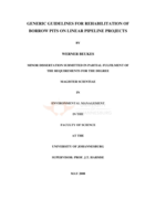 Generic guidelines for rehabilitation of borrow pits on linear pipeline projects