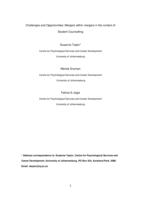 Challenges and opportunities : mergers within mergers in the context of student counselling