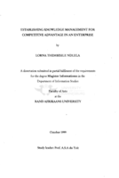 Establishing knowledge management for competitive advantage in an enterprise