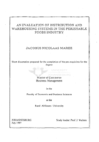 An evaluation of distribution and warehousing systems in the perishable foods industry