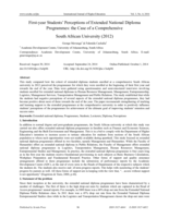 First-year students’ perceptions of extended National Diploma Programmes: the case of a comprehensive South African university (2012)