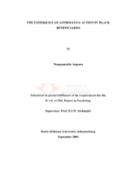 The experience of affirmative action by black beneficiaries