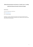 Differential interpretations in the discourse of ‘people’s power’ : unveiling intellectual heritage and normative democratic thought