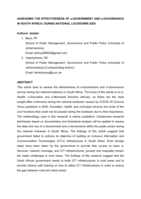 Assessing the effectiveness of e-Government and e-Governance in South Africa : during national lockdown 2020