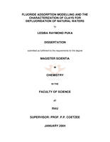 Fluoride adsorption modelling and the characterization of clays for defluoridation of natural waters.