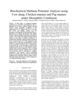 Biochemical methane potential analysis using cow dung, chicken manure and pig manure under mesophilic conditions