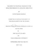 The effect of political violence on the work performance of low level employees