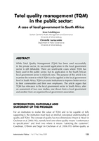 Total quality management (TQM) in the public sector : a case of local government in South Africa