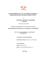 Development of value-added materials from municipal plastic solid waste